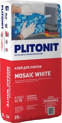 Mosaic White Плиточный клей для мозаики PLITONIT, 25 кг
