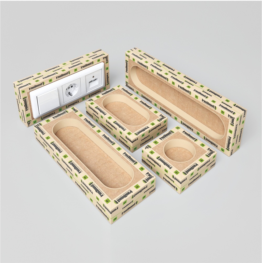 Звукоизоляционный подрозетник 4-секционный SoundGuard P-BOX 4 (350х130х48мм)(шт)