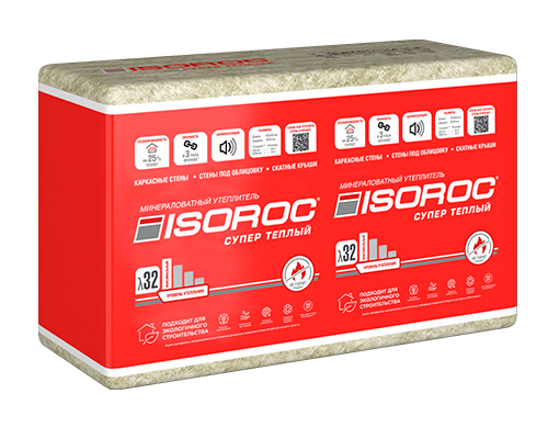 Теплоизоляционные плиты ISOROC Супер Теплый, 1000х610х90 мм, 5 шт. (3,05 м2, 0,275 м3) в упаковке
