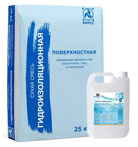 Эластичная обмазочная гидроизоляция ФАЙНШЛАМ БИРСС, 25 + 12 кг