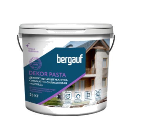 Декоративная штукатурка силикатно-силиконовая DEKOR PASTA 2 мм, 25 кг, Bergauf