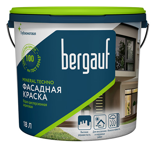 MINERAL TECHNO, База С, 18 л, Фасадная краска, Bergauf