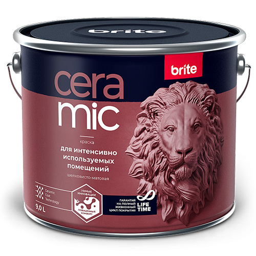 Краска BRITE CERAMIC  для интенсивно  используемых помещений база С, ведро 2,7 л