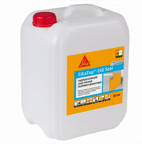 Двухкомпонентная цементная-полимерная обмазочная гидроизоляция SikaTop®-550 Seal компонент А (Светло-серый), канистра 10 кг
