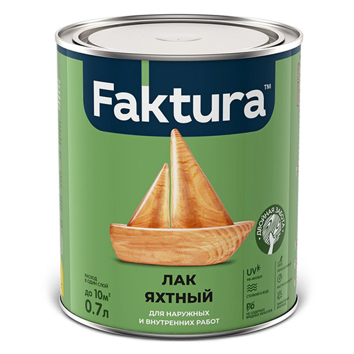 Лак FAKTURA яхтный полуматовый, банка 0,7 л