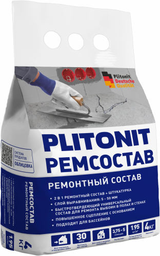 Быстротвердеющий ремонтный состав универсальный PLITONIT, 4 кг