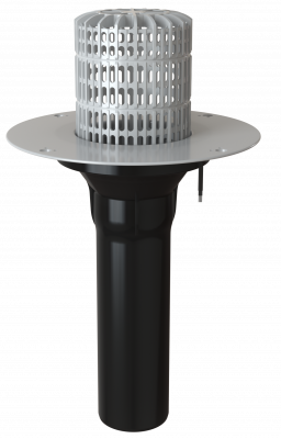 Воронка обогреваемая с корпусом из ПВХ и листвоуловителем VO-PVC 110x450