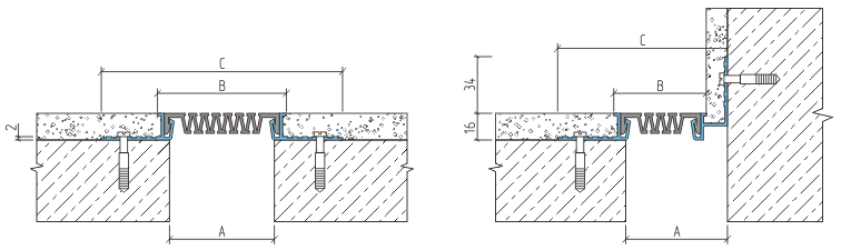 Закладной декоративный деформационный шов ДШС-16-УГЛ/170