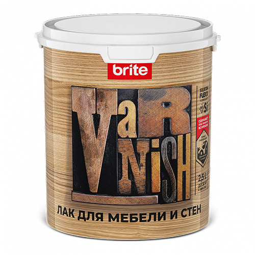 Лак BRITE FLEXX для мебели и стен акриловый глянцевый, ведро 9 л