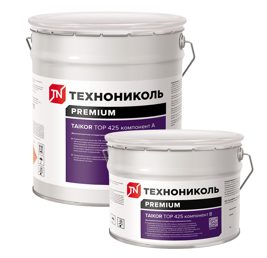 Двухкомпонентная светостойкая полиуретановая эмаль Технониколь TAIKOR Top 425, компонент А, 20 кг