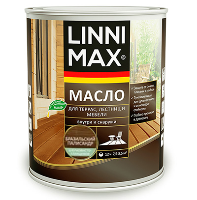 Средство (масло) защитно-декоративное для древесины LINNIMAX бразильский палисандр 0,75 л