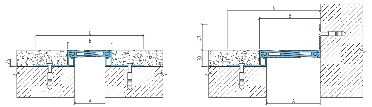 Деформационный шов тип ДША-30-УГЛ/068