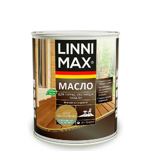 Средство защитно-декоративное для древесины LINNIMAX Масло для террас, лестниц и мебели орех макадамия 2 л