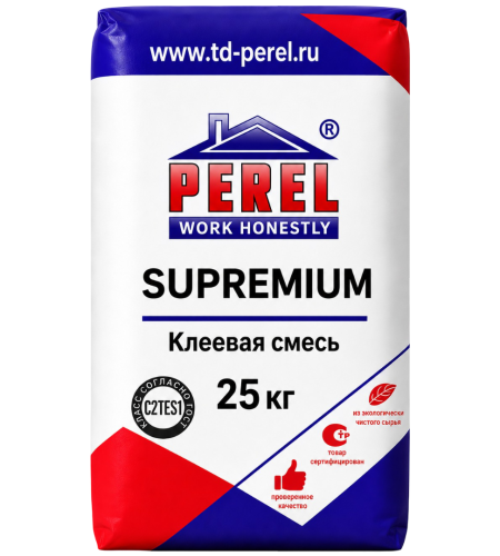 Perel Supremium С2 ТЕ S1, эластичная, водостойкая, беспылевая клеевая смесь. 25 ru