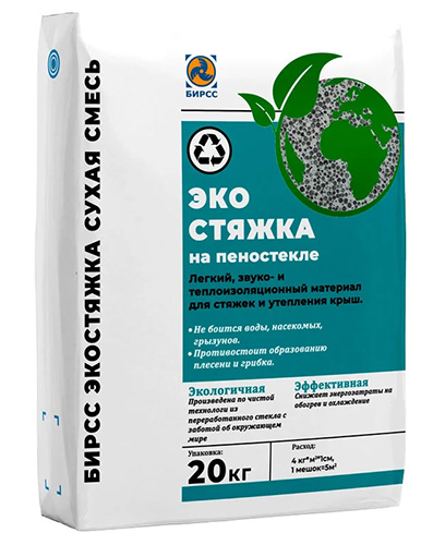 Легкая звукоизоляционная стяжка Эко Стяжка БИРСС, 20 кг