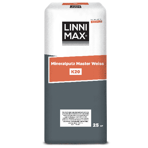 Декоративный штукатурный состав LINNIMAX Mineralputz Master Weiss R30 / Минералпутц Мастер Вайс Р30, 25 кг