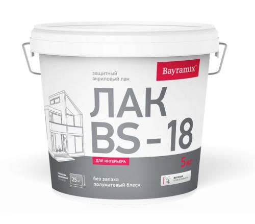 Лак Bayramix BS-18 прозрачный полуматовый защитный акриловый для интерьера, 5 л