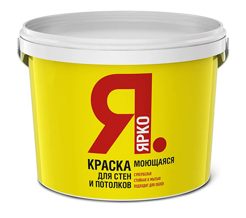 Краска ЯРКО для стен и потолков моющаяся белая, ведро 6 кг