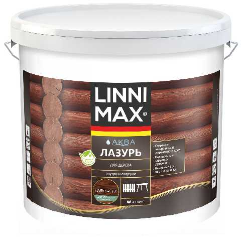 Лессирующий антисептик LINNIMAX Аква Лазурь для дерева Палисандр 9 л