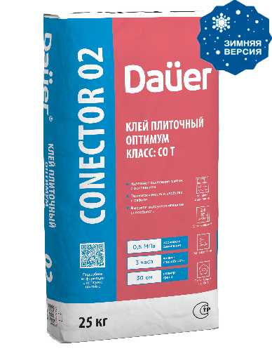 Dauer Conector 02 Зима, Клей плиточный Оптимум C0 T, Dauer, мешок 25 кг