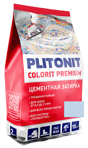 Затирка для швов с армирующими волокнами PLITONIT СOLORIT PREMIUM светло-голубая, 2 кг