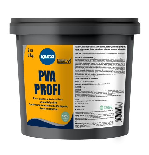 Профессиональный клей для бумаги, картона, дерева PVA Profi, 3 кг, Kesto