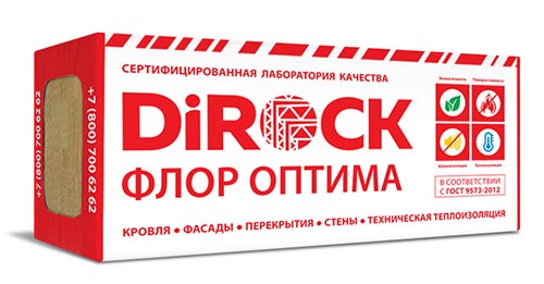 Минеральная вата DiRock Флор Оптима (1000х600х50 мм) 4 шт (2,4 м2, 0,12 м3) в упаковке – ТСК Дипломат