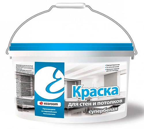 Краска для стен и потолков акриловая, супербелая, 14 кг ведро