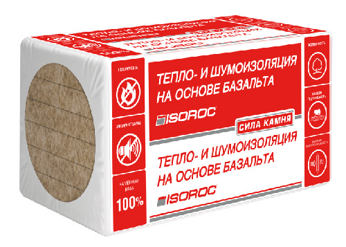 Негорючие гидрофобизированные плиты ISOROC ИЗОВЕНТ-Н, 1000х600х70 мм, 6 шт. (3,6 м2, 0,252 м3) в упаковке