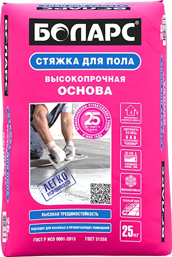 Стяжка для пола высокопрочная Основа, 25 кг мешок, БОЛАРС