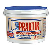 Praktik Краска моющаяся интерьерная водно-дисперсионная для внутренних работ, 13 кг, Bergauf