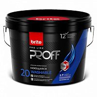 Краска BRITE PROFESSIONAL интерьерная моющаяся белая шелковистая база А, ведро 2,7 л