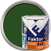 Грунт-эмаль FAKTOR на ржавчину 3 в 1 зеленая, банка 0,8 кг