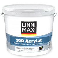 Краска водно-дисперсионная для наружных и внутренних работ LINNIMAX 100 Acrylat / 100 Акрилат База 3, 9,4 л
