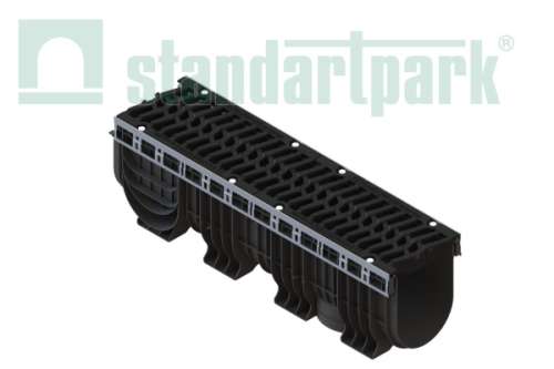 Лоток водоотводный пластиковый PolyMax Drive ЛВ-20.26.30-ПП с РВ "шина" ВЧ кл.Е (к-т) 08560355, класс Е600, комплект, Стандартпарк