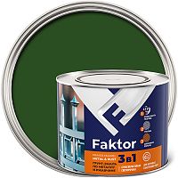 Грунт-эмаль FAKTOR на ржавчину 3 в 1 зеленая, банка 1,9 кг