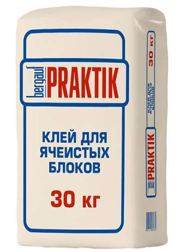 Praktik Клей для ячеистых блоков Зима, 30 кг, Bergauf