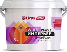 Краска на акриловой основе ULTRA WHITE ИНТЕРЬЕР, Литокс, 3 кг – ТСК Дипломат