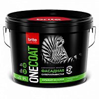 Краска BRITE PROFESSIONAL ONE COAT фасадная высокоукрывистая база А, ведро 9 л