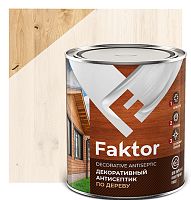 Антисептик FAKTOR декоративный для защиты и тонирования древесины 3 в 1 беленый дуб, банка 2,1 кг 