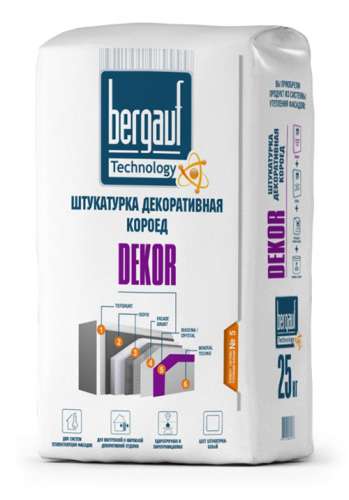 DEKOR 2.0 Зима, 25 кг, Декоративная штукатурка с фактурой "короед", Bergauf