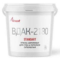 Краска акриловая для потолков и стен супербелая ВДАК-2180, 7 кг, Аквест