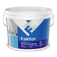 Краска FAKTOR интерьерная влагостойкая белая, ведро 6 кг