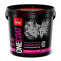 Краска BRITE PROFESSIONAL ONE COAT интерьерная моющаяся высокоукрывистая база А, банка 2,7 л