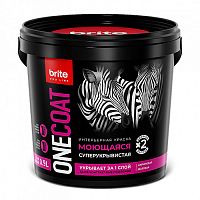 Краска BRITE PROFESSIONAL ONE COAT интерьерная моющаяся высокоукрывистая база А, банка 0,9 л