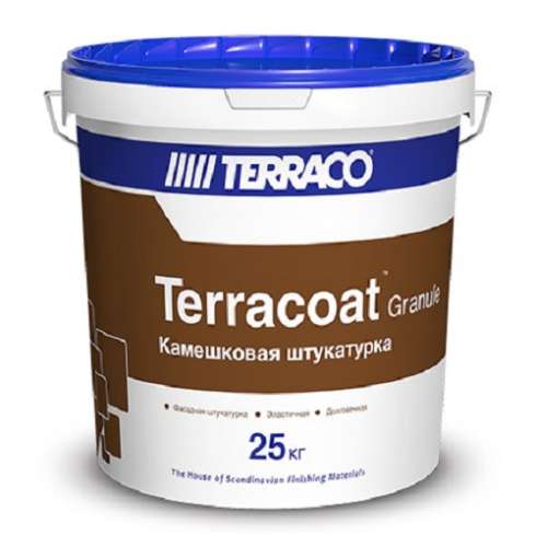 Декоративная штукатурка TERRACOAT GRANULE 1.5 мм на акриловой основе с зернистой текстурой типа «Шуба». 25 кг ведро