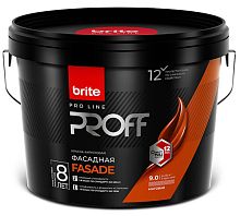Краска BRITE PROFESSIONAL фасадная белая матовая база А, ведро 9 л