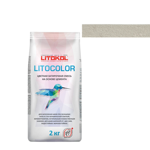 Цветная затирочная смесь LITOCOLOR, L.10 Светло-серый, 2 кг – ТСК Дипломат