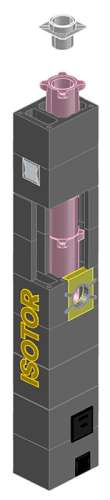 ISOTOR Комплект дымохода с плитой по месту, 13м Ø16см с вент.каналом (плитой по месту)  Schiedel – ТСК Дипломат