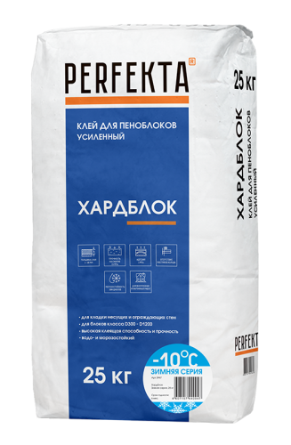 Клей для пеноблоков усиленный Хардблок Зимняя серия, 25 кг